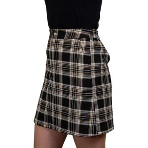 Vero Moda Brown/Black Plaid Mini Skirt XS NWOT